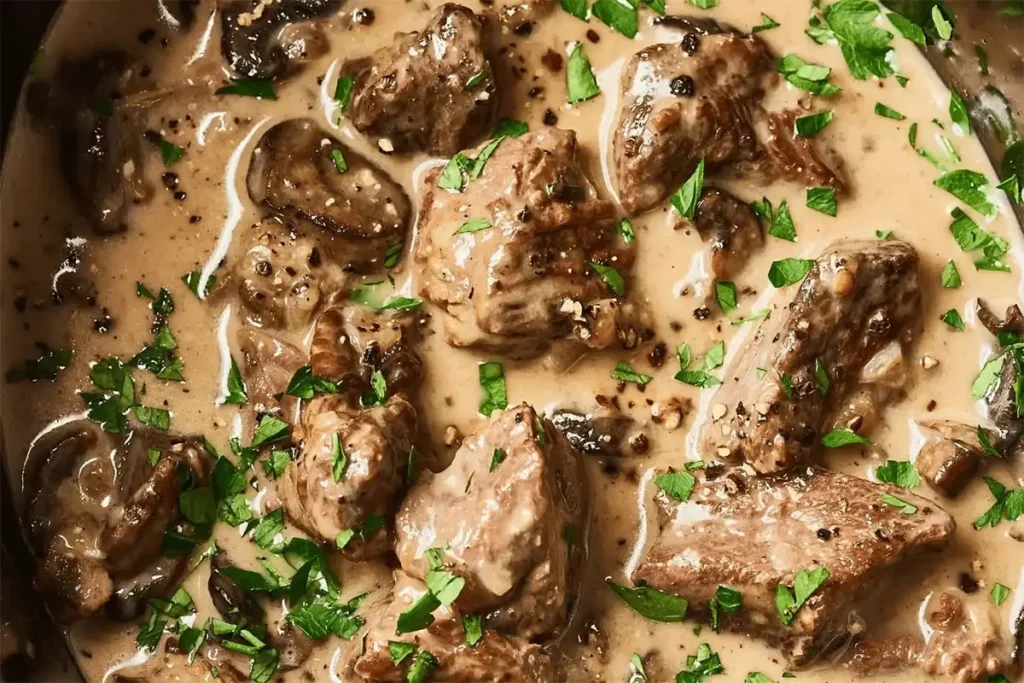 Easy Slow Cooker Beef Stroganoff