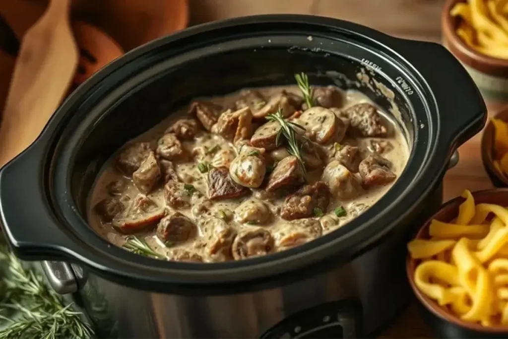 Easy Slow Cooker Beef Stroganoff