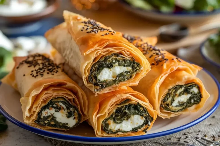 Turkish Borek Rolls with Spinach and Cheese