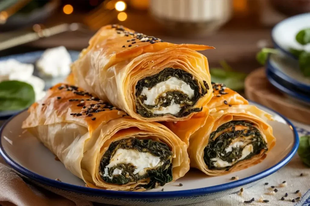 Turkish Borek Rolls with Spinach and Cheese