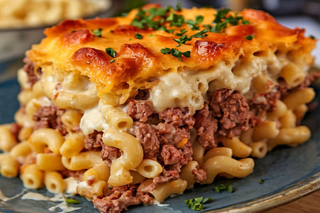 Mac and Cheese Meatloaf Casserole